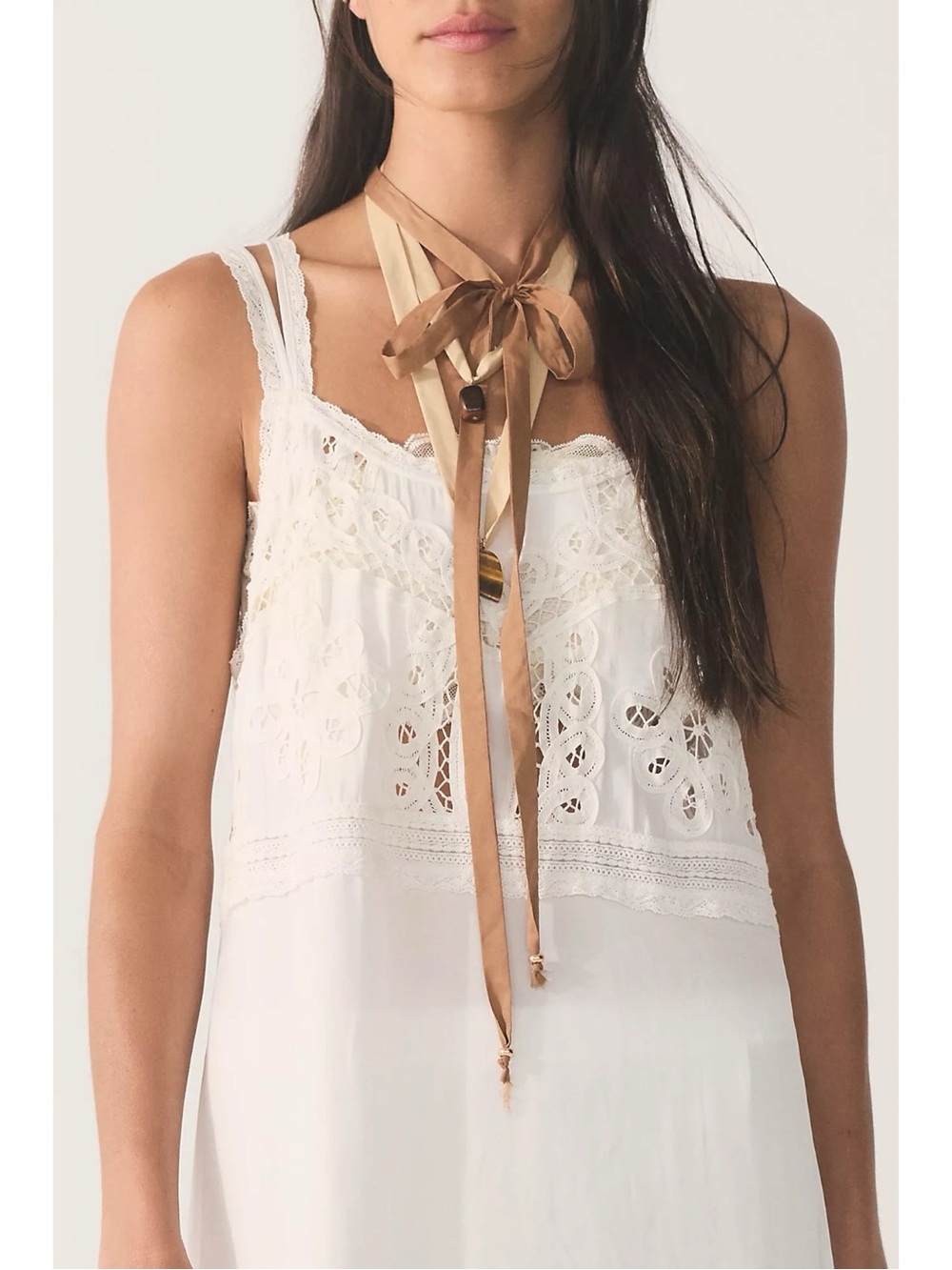 Free People Ariana Ost Ribbon Tigers Eye Wild Unknown Layered Necklace NWT - Picture 7 of 14